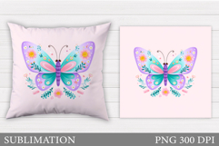 Butterfly Pillow Design. Butterfly Sublimation Product Image 1