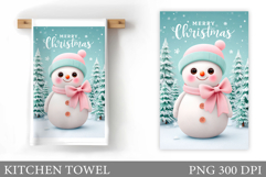 Snowman Kitchen Towel Design. Christmas Kitchen Towel Product Image 1