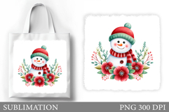 Snowman Tote Bag Sublimation. Christmas Tote Bag Design Product Image 1