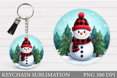 Cute Snowman Keychain Sublimation. Christmas Keychain Design Product Image 1