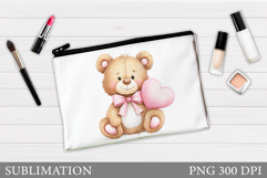 Valentines Bear Cosmetics Bag. Valentines Makeup Bag Design Product Image 1