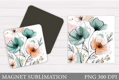 Flowers Magnet Design. Floral Magnet Sublimation Product Image 1