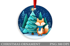 Cute Fox Christmas Ornament. Christmas Ornament Sublimation Product Image 1