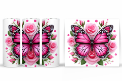Butterfly Tumbler Sublimation. Flowers Tumbler Design Product Image 2