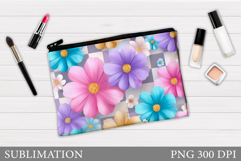 Wildflowers Makeup Bag. Flowers Makeup Pouch Sublimation Product Image 1
