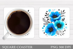 Floral Coaster Sublimation. Flowers Coaster Design Product Image 1
