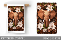 Elephant Kitchen Towel. Elephant Flowers Kitchen Towel Product Image 1