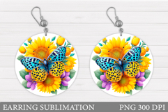 Butterfly Earring Sublimation. Round Earring Butterfly Product Image 1