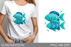 Cute Fish T-Shirt Design. Cute Fish Sublimation Product Image 1
