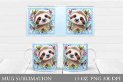 Christmas Sloth Mug Design. Christmas Mug Sublimation Product Image 1