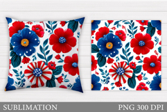 Flowers Pillow Design. Floral Pillow Sublimation Product Image 1