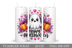 Cute Halloween Pumpkin Tumbler. Cute Ghost Tumbler Design Product Image 1