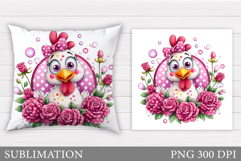 Cute Chicken Sublimation. Funny Chicken Pillow Design Product Image 1
