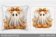 Halloween Ghost Pillow Design. Halloween Ghost Sublimation Product Image 1
