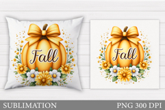 Fall Pumpkin Pillow Design. Fall Sublimation Product Image 1