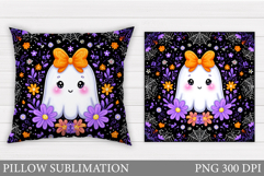 Halloween Ghost Pillow Design. Cute Ghost Sublimation Product Image 1