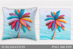 Palm Tree Pillow Sublimation. Summer Pillow Design Product Image 1