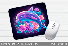 Dolphin Mouse Pad Design. Dolphin Flowers Mouse Pad Product Image 1