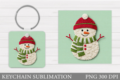 Cute Snowman Keychain Sublimation. Christmas Keychain Design Product Image 1