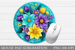 Flowers Mouse Pad Sublimation. Floral Mouse Pad Design Product Image 1