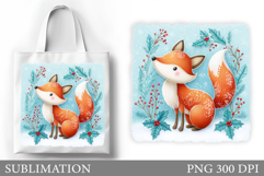 Christmas Fox Tote Bag. Christmas Tote Bag Sublimation Product Image 1
