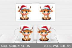 Christmas Cow Mug Design. Christmas Mug Sublimation Product Image 1