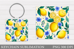 Lemons Keychain Sublimation. Lemons Keychain Design Product Image 1