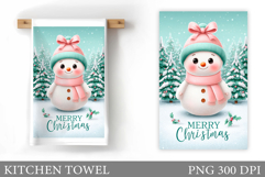 Snowman Kitchen Towel Design. Christmas Kitchen Towel Product Image 1