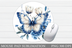 Butterfly Mouse Pad Sublimation. Flowers Mouse Pad Design Product Image 1