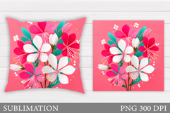Flowers Pillow Design. Floral Pillow Sublimation Product Image 1