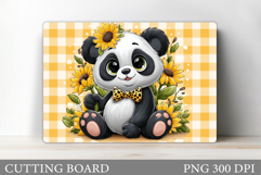 Cute Panda Cutting Board. Panda Flowers Cutting Board Product Image 1