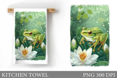 Frog Kitchen Towel Design. Cute Frog Sublimation Product Image 1