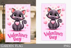 Valentines Cat Garden Flag. Valentines Garden Flag Design Product Image 1