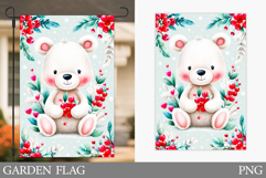 Christmas Bear Garden Flag. Christmas Garden Flag Design Product Image 1