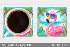 Flamingo Coaster Design. Summer Coaster Sublimation Product Image 1