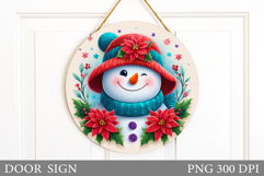 Christmas Snowman Door Sign. Christmas Door Sign Design Product Image 1