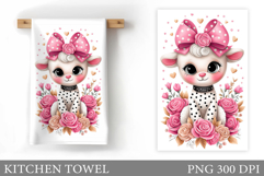 Cute Lamb Kitchen Towel. Lamb Kitchen Towel Sublimation Product Image 1