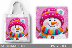 Snowman Tote Bag Design. Christmas Tote Bag Sublimation Product Image 1