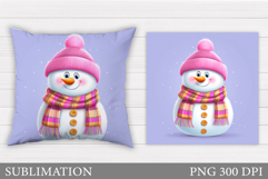 Christmas Snowman Pillow. Christmas Pillow Sublimation Product Image 1