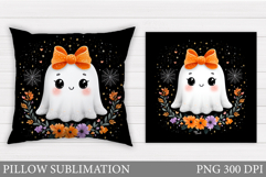 Halloween Ghost Pillow Design. Cute Ghost Sublimation Product Image 1