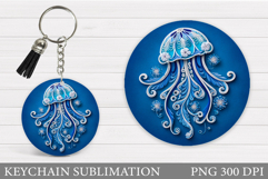 Jellyfish Keychain Design. Jellyfish Keychain Sublimation Product Image 1