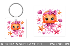 Jellyfish Keychain Design. Jellyfish Keychain Sublimation Product Image 1