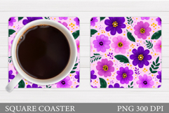 Floral Coaster Sublimation. Flowers Coaster Design Product Image 1
