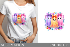 Cute Ghost Sublimation. Cute Ghost T-Shirt sublimation Product Image 1