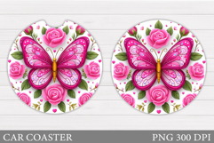 Butterfly Car Coaster. Flowers Car Coaster Design Product Image 1