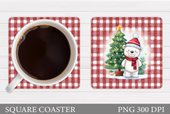 Christmas Bear Coaster Design. Christmas Coaster Sublimation Product Image 1