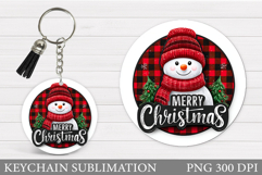 Cute Snowman Keychain Design. Christmas Keychain Sublimation Product Image 1