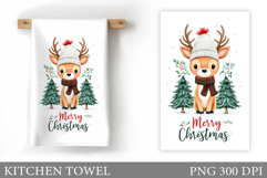 Christmas Deer Kitchen Towel. Christmas Kitchen Towel Design Product Image 1
