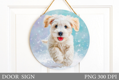 Christmas Dog Door Sign. Christmas Door Sign Design Product Image 1