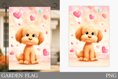 Valentines Dog Garden Flag. Valentines Garden Flag Design Product Image 1